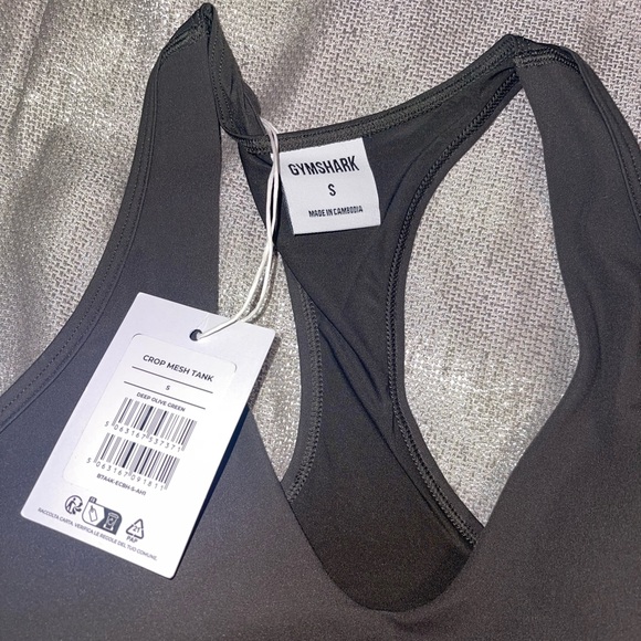 Gymshark Brand New With Tag Crop Mesh Tank in Deep Olive Green Size Small - Picture 5 of 6